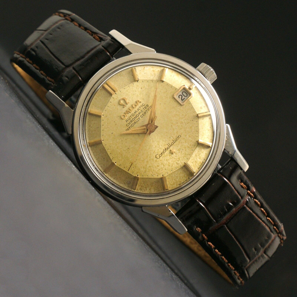 1966 Omega Constellation 168.005 Stainless Steel Tropical Dial Pie Pan Watch, Olde Towne Jewelers, Santa Rosa CA.