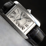 Stunning Cartier 3972 Tank Americaine Large Size Automatic Stainless Steel Watch, Olde Towne Jewelers, Santa Rosa CA.
