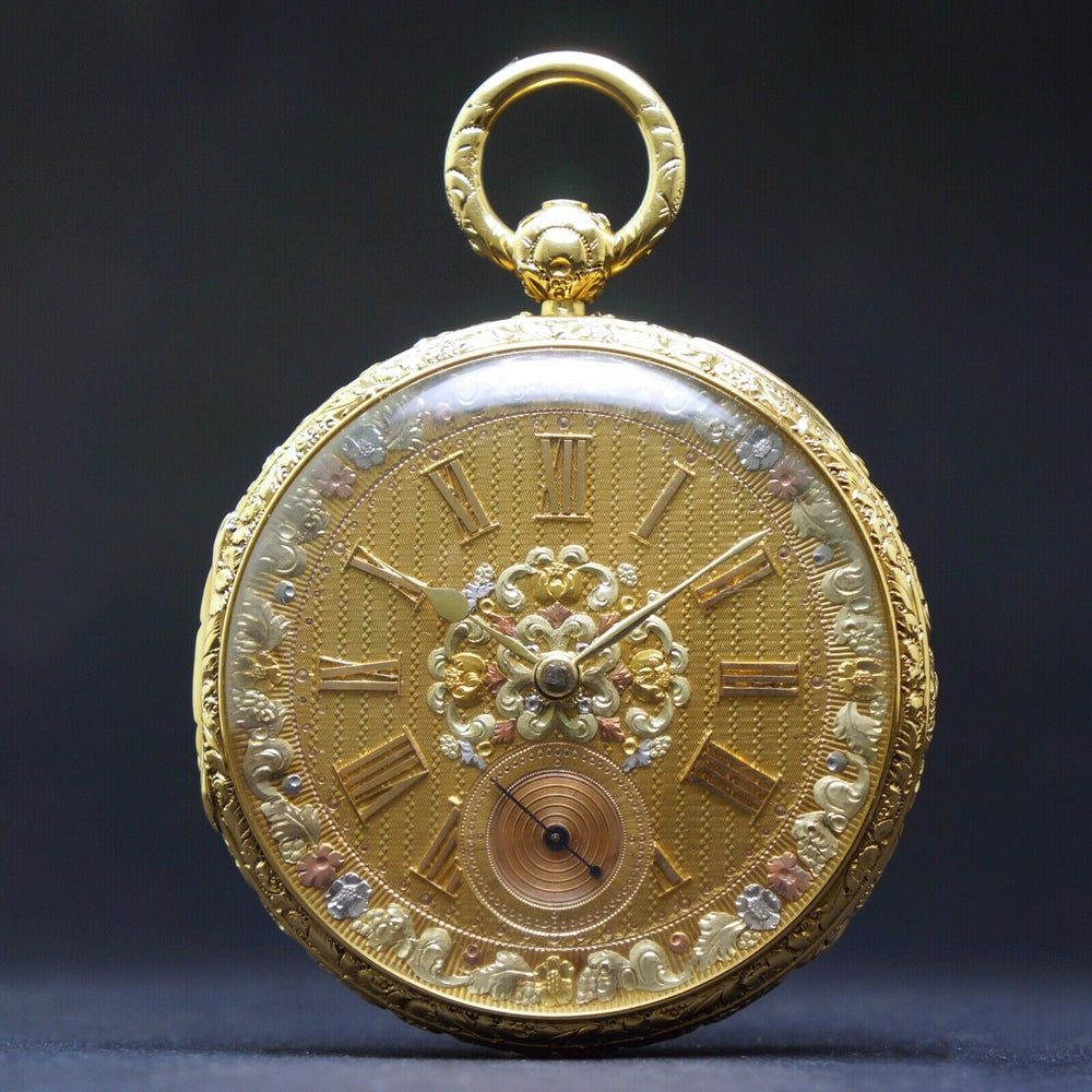 1860s M.I. Tobias Liverpool 18K Gold Key Wind Pocket Watch, Amazing Mint Condition