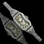 1920s Art Deco Platinum & Diamond Filigree Lady's Diamond Bracelet Watch