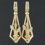 Retro Modernist Solid 14K Gold & 3.25 CTW Diamond Floral Bouquet Drop Earrings, Olde Towne Jewelers, Santa Rosa CA.
