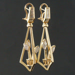 Retro Modernist Solid 14K Gold & 3.25 CTW Diamond Floral Bouquet Drop Earrings, Olde Towne Jewelers, Santa Rosa CA.