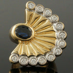 Modernist Solid 18K Gold, 2.0 Ct Sapphire & 1.3 Ctw Diamond Peacock Fan Ring 21g