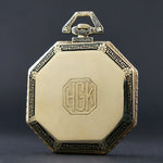 1918 Longines 14K Yellow Gold & Black Enamel Art Deco Octagonal Pocket Watch Olde Towne Jewelers Santa Rosa Ca.