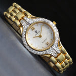 LF Geneve Quartz 14K Gold, MOP Dial & Diamond Bezel Lady Bracelet Watch