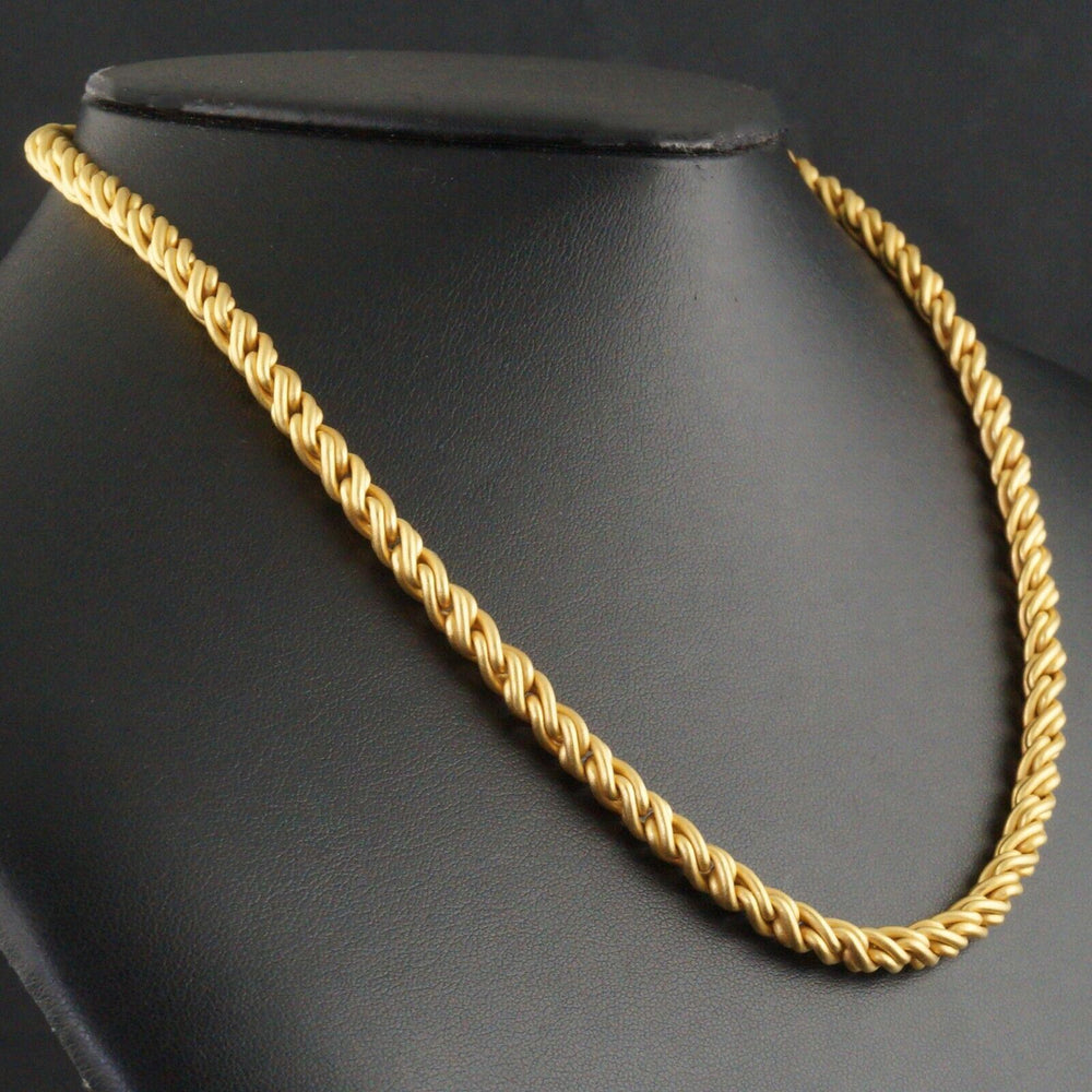 Massive Solid 18K Yellow Gold & Platinum 17.5" Braided Spiga Wheat Necklace, 62g, Olde Towne Jewelers, Santa Rosa CA.