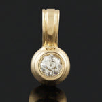 Solid 14K Yellow Gold & .80 Ct Old Mine Cut Diamond Solitaire Slide Pendant