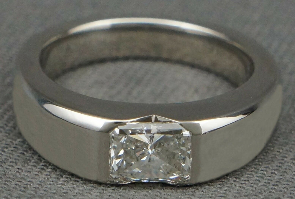 Stephen Einhorn Platinum & 1.10 ct. Radiant F/G Diamond Wedding, Engagement Ring
