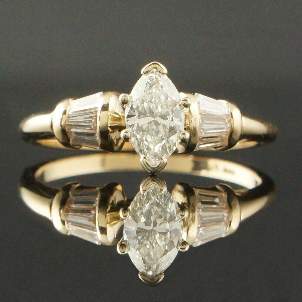 Solid 14K Yellow Gold & 1.18 CTW Diamond, Engagement Ring, Wedding Band