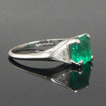 Platinum 1.90 Ct Emerald & .80 CTW Trillion Diamond Wedding Band Engagement Ring, Olde Towne Jewelers, Santa Rosa CA.