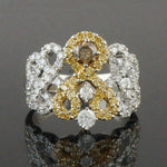 Solid 18K Gold 1.46 CTW Yellow, Brown & White Diamond Wedding Anniversary Ring