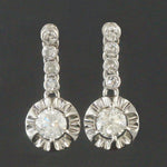 Exquisite Platinum & 2.08 CTW OEC Diamond Halo Drop Dangle Estate Stud Earrings