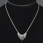 Solid 14K White Gold .49 CTW Tiered Diamond Drop Pendant, 16" Statement Necklace