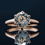 Circa 1900 Solid 14K Yellow Gold, 2.31 Ct. OMC Fancy Light Yellow Diamond Solitaire Engagement Ring