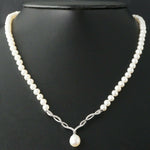 Vintage Solid 10K White Gold, Diamond & Fresh Water Pearl Estate 17" Necklace, Olde Towne Jewelers, Santa Rosa CA.