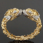 Lalaounis 18K Gold Diamond, Emerald, Sapphire Neoclassical Dolphin Head Bracelet, Olde Towne Jewelers, Santa Rosa CA.