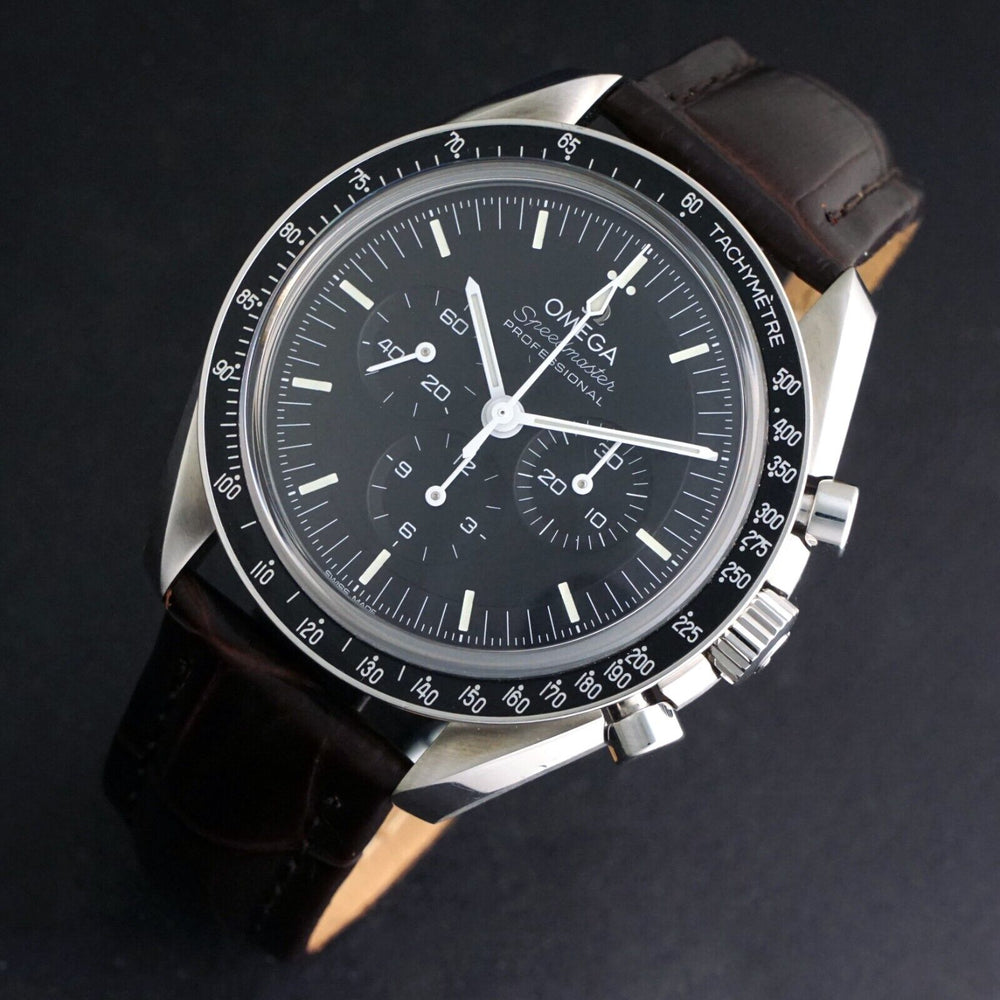 Stunning Omega Speedmaster CoAxial Moon Stainless Steel Man's Chronograph Watch, Olde Towne Jewelers, Santa Rosa CA.