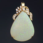 Huge Solid 18K Yellow Gold, Opal Cabochon & .30 CTW Diamond Enhancer Pendant, Olde Towne Jewelers, Santa Rosa CA.