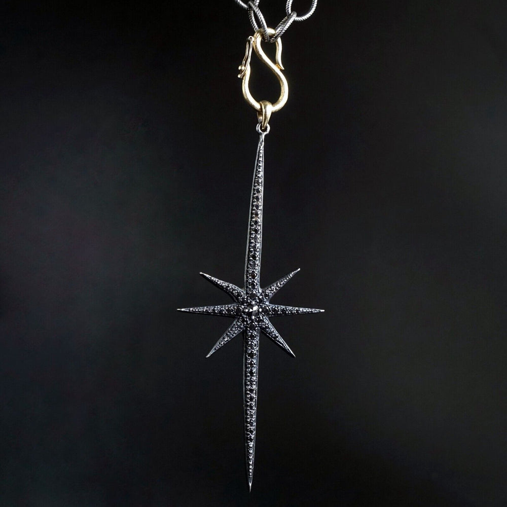 Mizuki Oxidized 925 14K Yellow Gold, .60Ctw Black Diamond 31" Starburst Necklace, Olde Towne Jewelers, Santa Rosa CA.