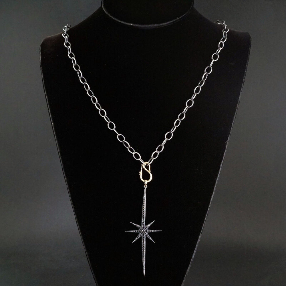 Mizuki Oxidized 925 14K Yellow Gold, .60Ctw Black Diamond 31" Starburst Necklace, Olde Towne Jewelers, Santa Rosa CA.