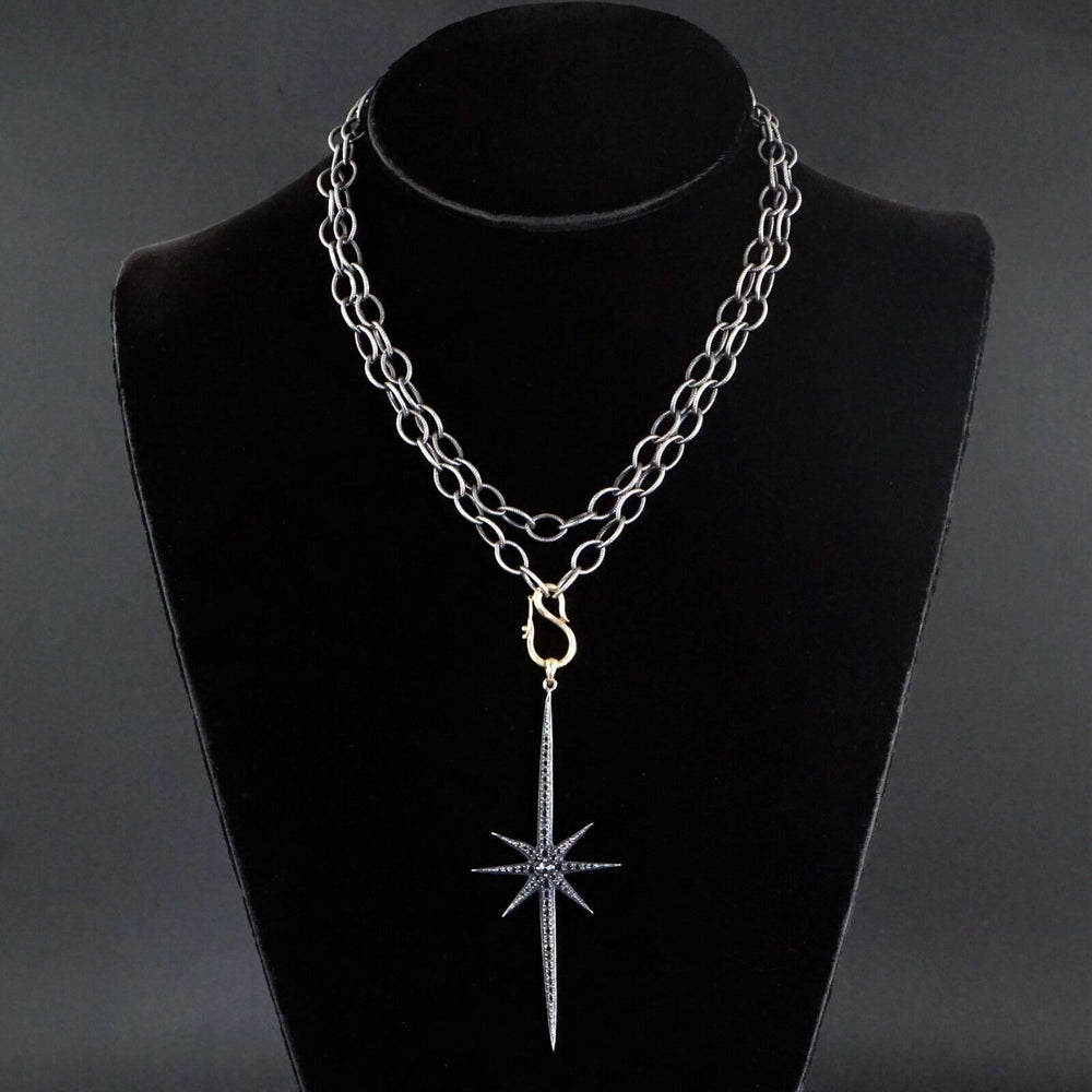 Mizuki Oxidized 925 14K Yellow Gold, .60Ctw Black Diamond 31" Starburst Necklace, Olde Towne Jewelers, Santa Rosa CA.