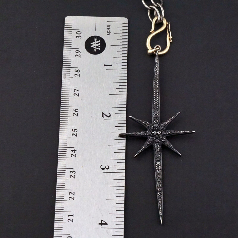 Mizuki Oxidized 925 14K Yellow Gold, .60Ctw Black Diamond 31" Starburst Necklace, Olde Towne Jewelers, Santa Rosa CA.