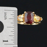 Solid 18K Yellow Gold, Oval Red Spinel & Pear Shape Yellow Sapphire Estate Ring, Olde Towne Jewelers, Santa Rosa CA.