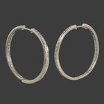 Solid 14K White Gold & Diamond Inside Out 1-3/8" Hinged Hoop Estate Earrings, Olde Towne Jewelers, Santa Rosa CA.