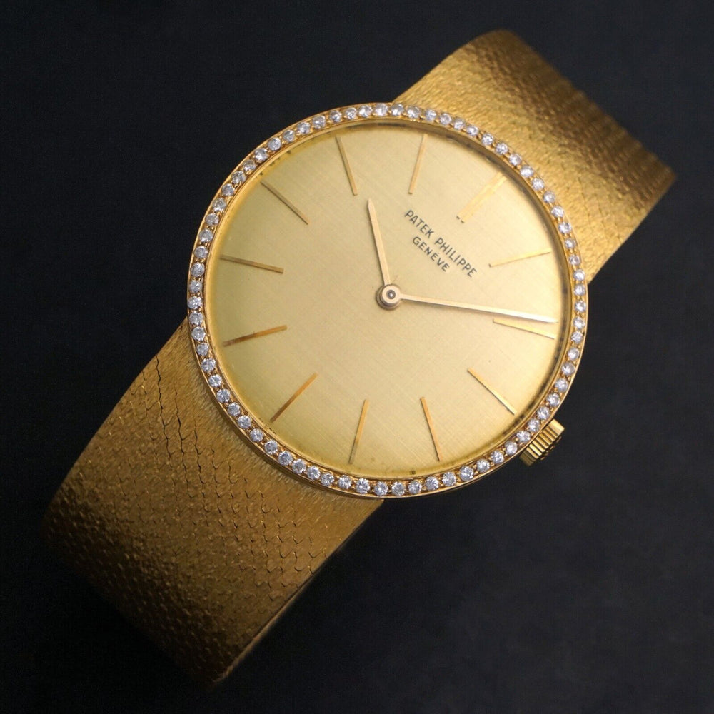 Patek Philippe 3426 Calatrava 18K Yellow Gold & Diamond Man's Bracelet Watch, Olde Towne Jewelers, Santa Rosa CA.