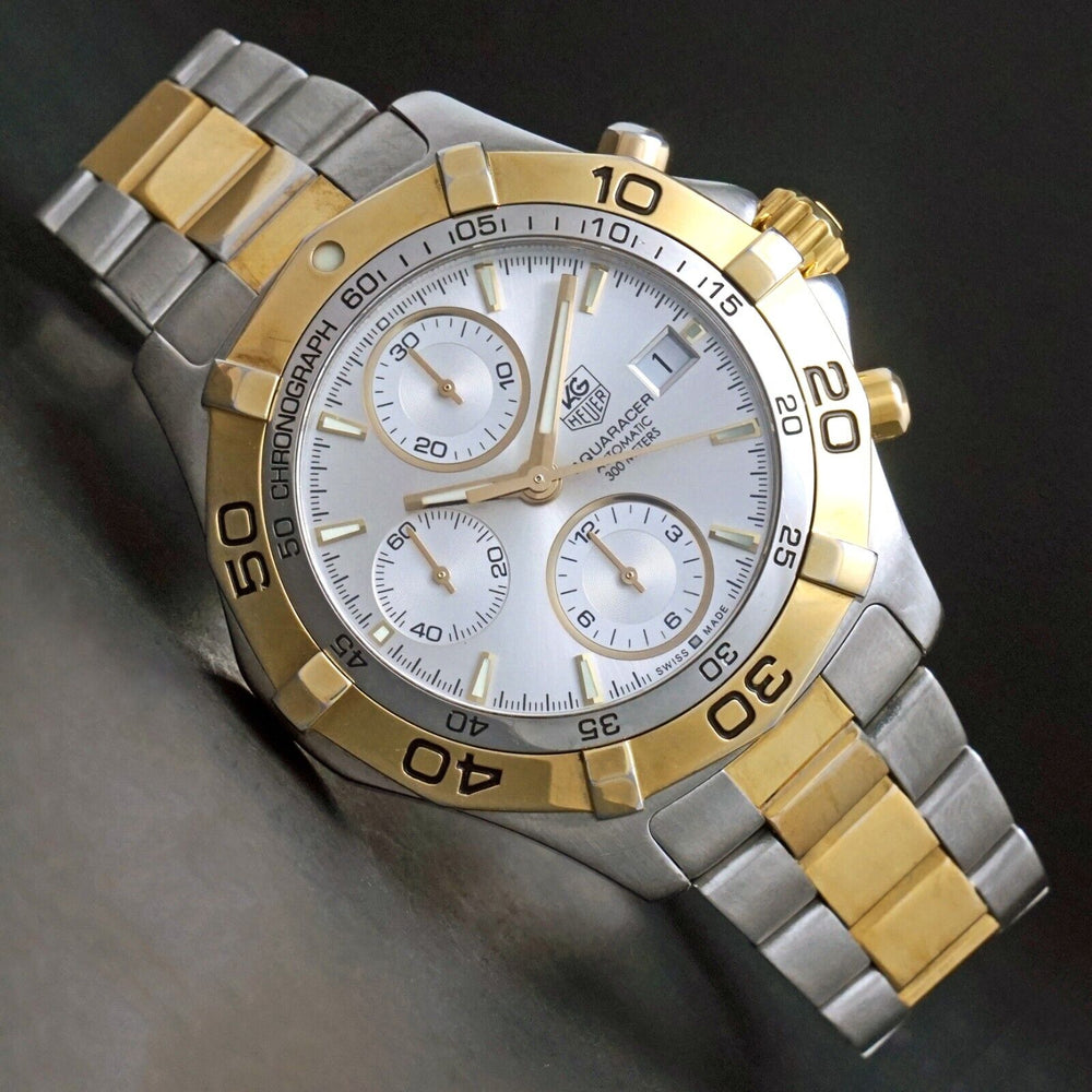 Stunning Tag Heuer Aquaracer Automatic Two Tone Man's Chronograph Watch Serviced