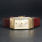 Stunning 1940s LeCoultre Solid 14K Yellow Gold Man's Hooded Lug Watch, Olde Towne Jewelers, Santa Rosa CA.