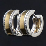 Two Tone Solid 14K Gold & .60 CTW Channel Diamond Hinged Hoop Estate Earrings, Olde Towne Jewelers, Santa Rosa CA.