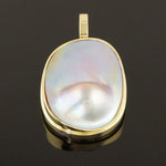 Large Solid 18K Yellow Gold, Mabe Pearl Enhancer State Pendant, Olde Towne Jewelers, Santa Rosa CA.