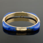 Vintage Solid 14K Yellow Gold & Lapis Lazuli 7" Hinged Estate Bangle Bracelet, Olde Towne Jewelers, Santa Rosa CA.