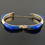 Vintage Solid 14K Yellow Gold & Lapis Lazuli 7" Hinged Estate Bangle Bracelet, Olde Towne Jewelers, Santa Rosa CA.