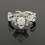 Solid 14K White Gold & Diamond Floral Vine Engagement, Wedding, Anniversary Ring, Olde Towne Jewelers, Santa Rosa CA.