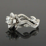 Solid 14K White Gold & Diamond Floral Vine Engagement, Wedding, Anniversary Ring, Olde Towne Jewelers, Santa Rosa CA.