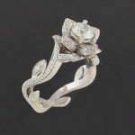 Solid 14K White Gold & Diamond Floral Vine Engagement, Wedding, Anniversary Ring, Olde Towne Jewelers, Santa Rosa CA.