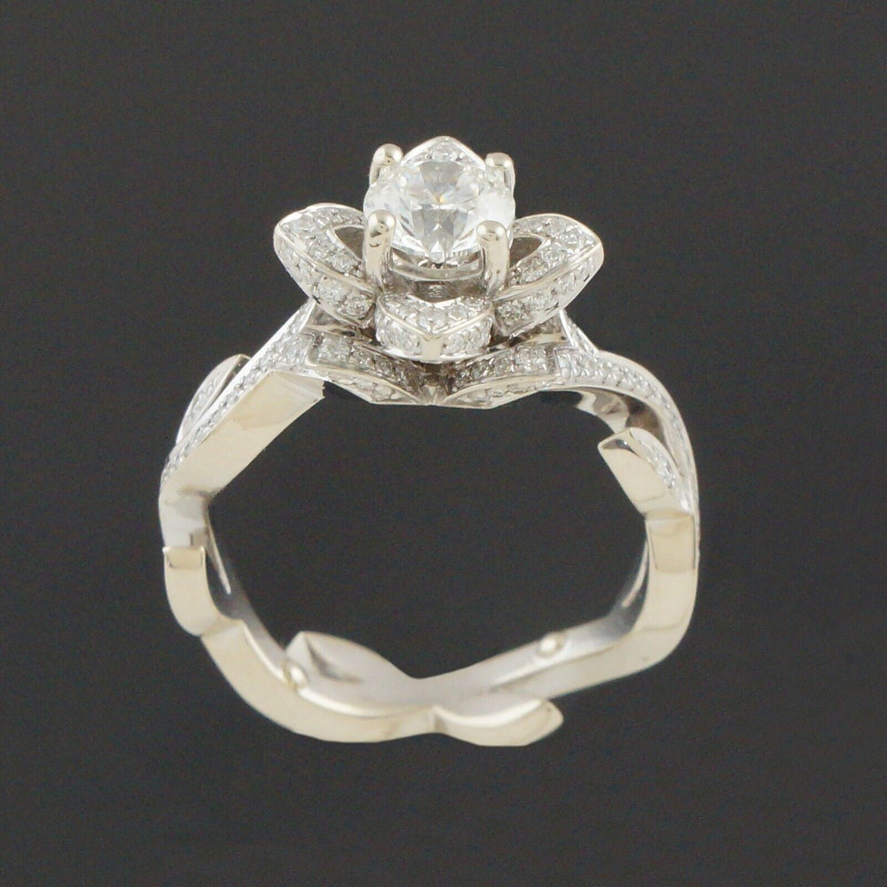 Solid 14K White Gold & Diamond Floral Vine Engagement, Wedding, Anniversary Ring, Olde Towne Jewelers, Santa Rosa CA.