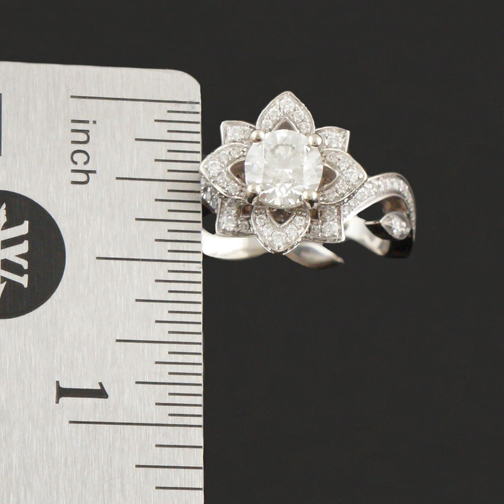 Solid 14K White Gold & Diamond Floral Vine Engagement, Wedding, Anniversary Ring, Olde Towne Jewelers, Santa Rosa CA.