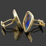 Heavy, Modernist Solid 18K Yellow Gold Framed Boulder Opal Estate Cufflinks, Olde Towne Jewelers, Santa Rosa CA.