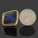 Heavy, Modernist Solid 18K Yellow Gold Framed Boulder Opal Estate Cufflinks, Olde Towne Jewelers, Santa Rosa CA.