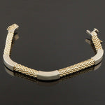 Modernist Solid 14K Yellow Gold Popcorn Chain & Curved Link 8" Estate Bracelet, Olde Towne Jewelers, Santa Rosa CA.