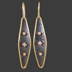 Lika Behar Modern Solid 24K Gold, Sterling & Diamond Leaf Drop Dangle Earrings