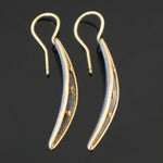 Lika Behar Modern Solid 24K Gold, Sterling & Diamond Leaf Drop Dangle Earrings, Olde Towne Jewelers Santa Rosa CA.