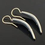 Lika Behar Modern Solid 24K Gold, Sterling & Diamond Leaf Drop Dangle Earrings, Olde Towne Jewelers Santa Rosa CA.