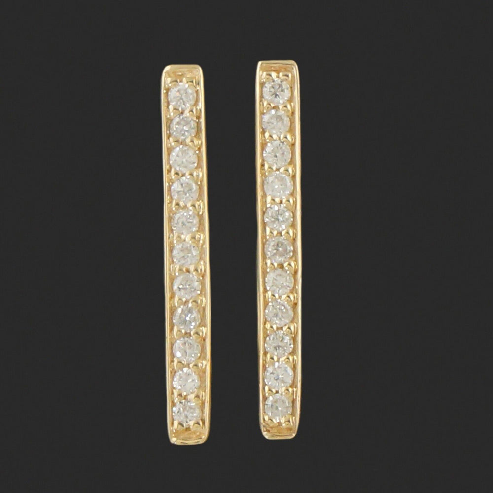 Lynn Ban Modernist Geometric Solid 14K Yellow Gold Pave Diamond Estate Earrings, Olde Towne Jewelers, Santa Rosa CA.