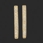 Lynn Ban Modernist Geometric Solid 14K Yellow Gold Pave Diamond Estate Earrings, Olde Towne Jewelers, Santa Rosa CA.