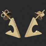 Lynn Ban Modernist Geometric Solid 14K Yellow Gold Pave Diamond Estate Earrings, Olde Towne Jewelers, Santa Rosa CA.