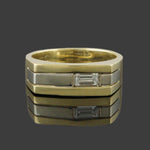 Modernist 2 Tone Solid 18K Gold Baguette Diamond Wedding Band, Anniversary Ring, Olde Towne Jewelers, Santa Rosa CA.